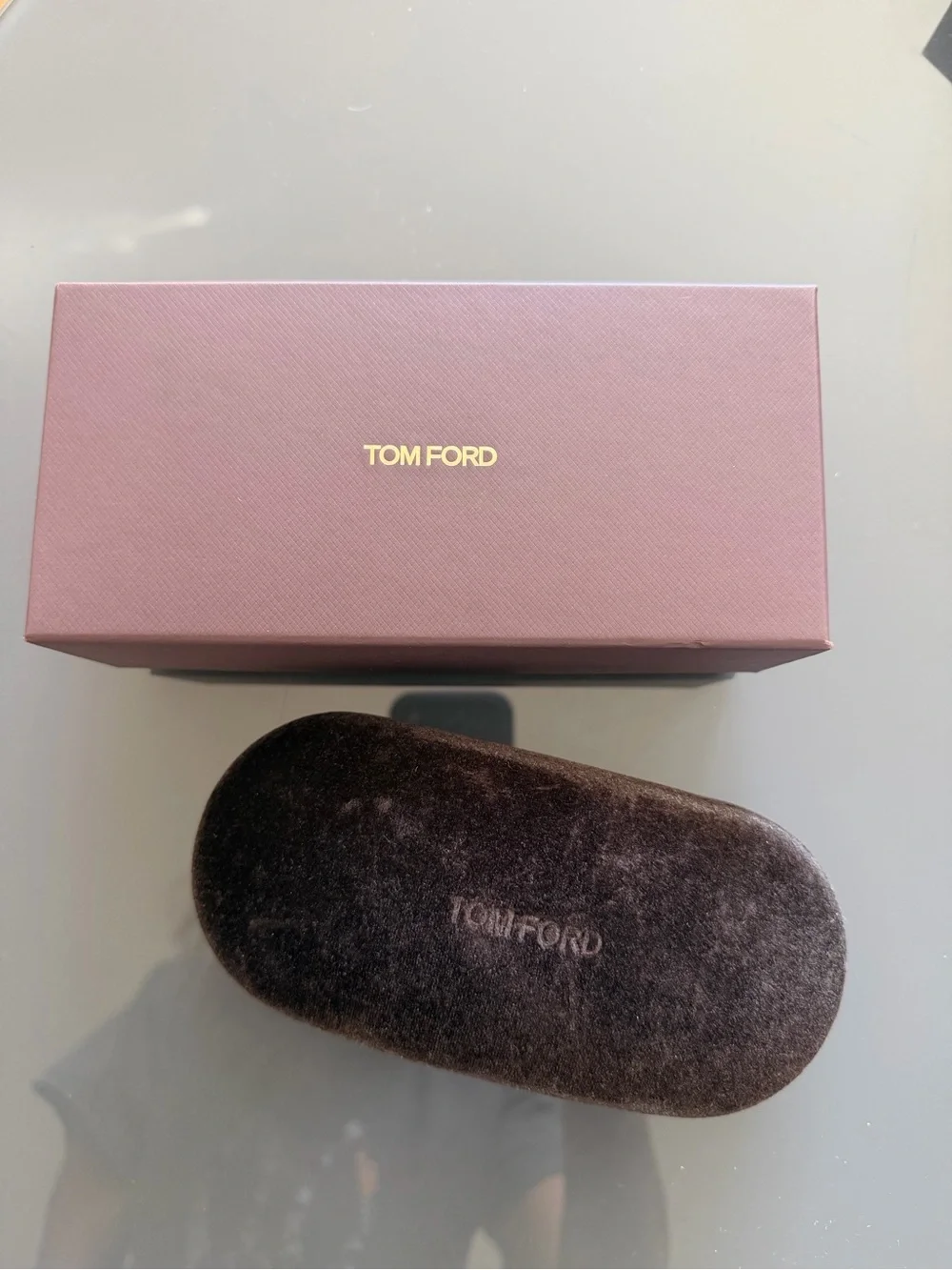 Tom Ford Velvet Sunglass Case with Mauve Box